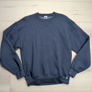 Vintage Russell Athletic Sweatshirt Mens Large Navy Blue Crewneck Blank